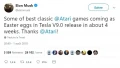 Pour la mise  jour V9.0, Tesla incorporera quelques classiques Atari