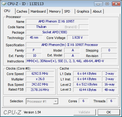 Le Phenom II X6 dj  6.3 GHz