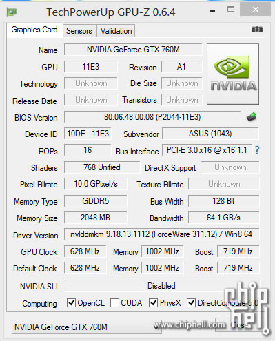 nvidia gtx 760 m 768 sp