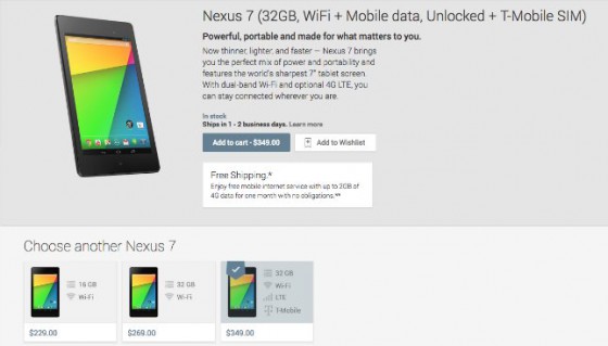 tablette google nexus-7 compatible 4-g