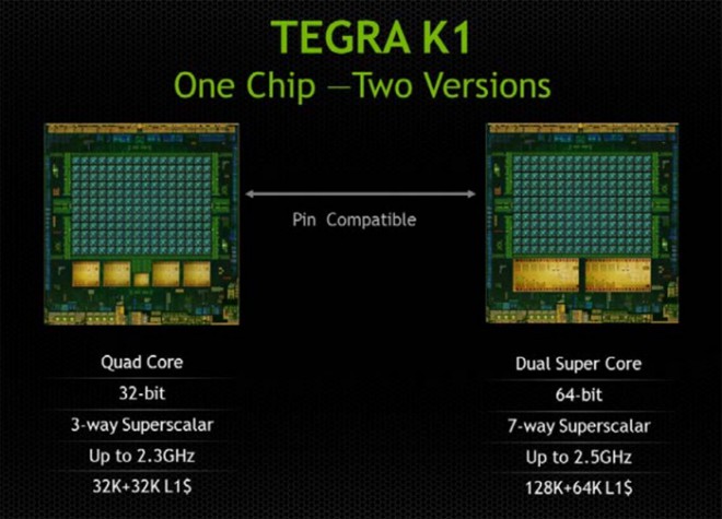 nvidia tegra k1 deux soc pin to pin 32 bits 64 bits