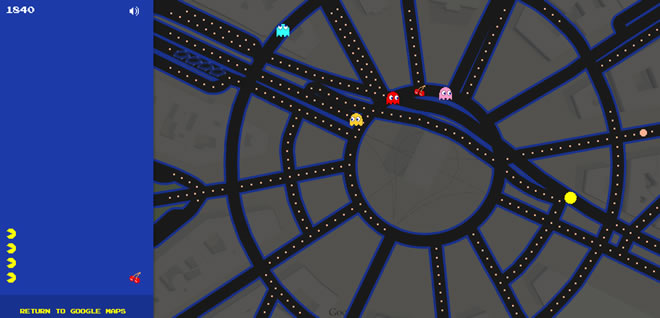 google maps permet jouer pac-man dur