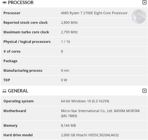 AMD Ryzen5 2600E Ryzen7 2700E specifications