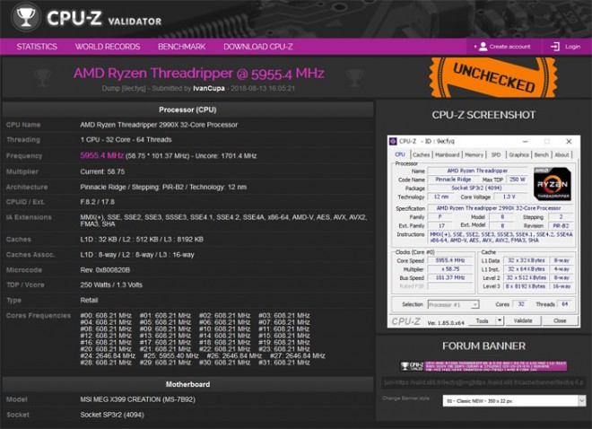 L'AMD AMD Ryzen Threadripper 2990WX overclocking 5955-mhz