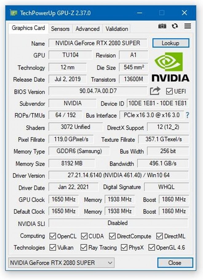 GPU-Z GeForce RTX3060