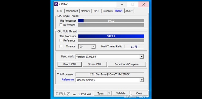 benchs cpu-z core-i7-12700k