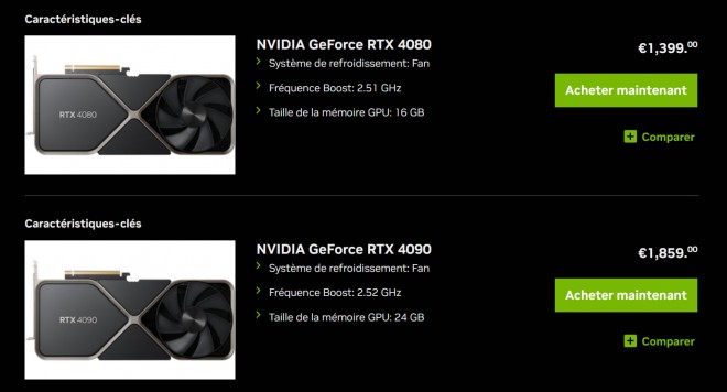 disponibilit geforce RTX4080 RTX4090 nvidia 11-01-2023