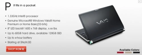 Netbook Sony, les sp�cifications et les photos ?