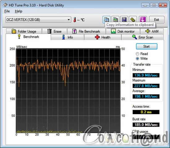  Aper�u des performances du Vertex 120 Go