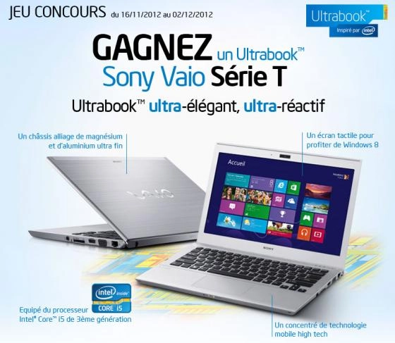 Gagnez un UltraBook Sony Vaio Serie T