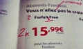 Free offre la possiblité de contracter deux forfaits à 15.99 €