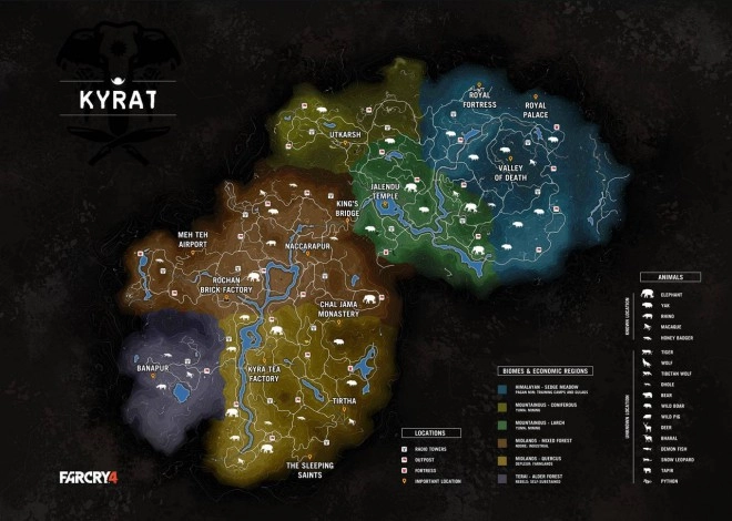 La carte de Kyrat du jeu Far Cry 4 d'Ubisoft d�voil�e comme de par hasard