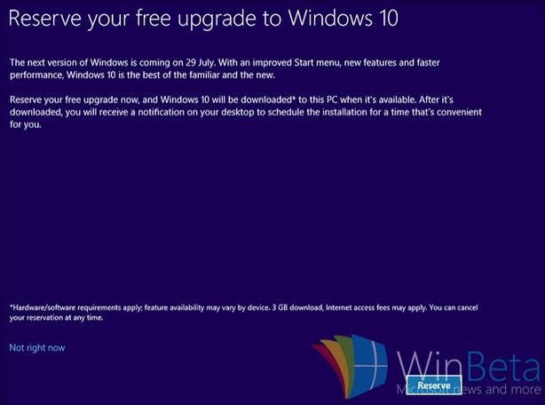 Microsoft Windows 10 se fait de plus en plus pressant m�me sous Windows 7 et 8