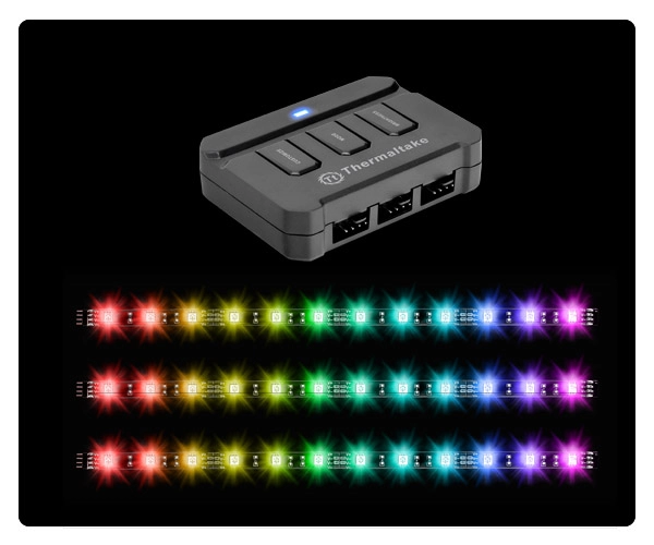Lumi Color 256C, trois bandes de diodes et un boitier de contr�le chez Thermaltake
