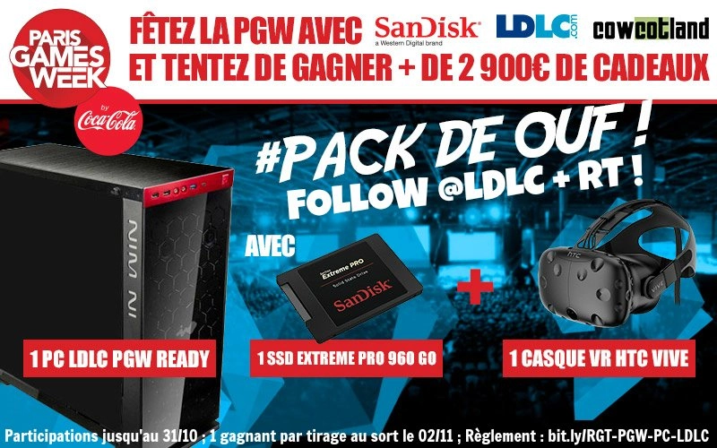 Concours LDLC, Sandisk, Cowcotland : Une machine VR � gagner sur Twitter durant la PGW