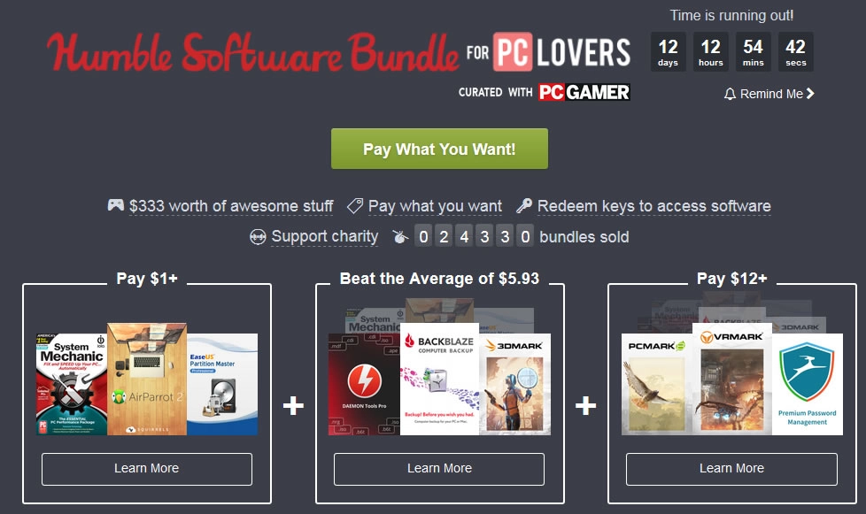 Humble Bundle : Une offre sp�ciale PC avec des logiciels et des benchs