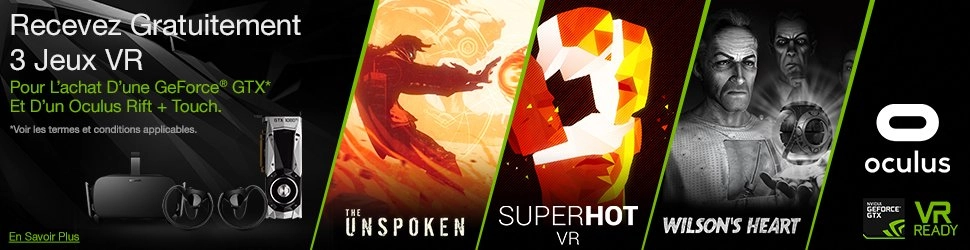Amazon et Nvidia propose un bundle de 3 jeux VR pour l'achat Oculus Rift + Touch + CG