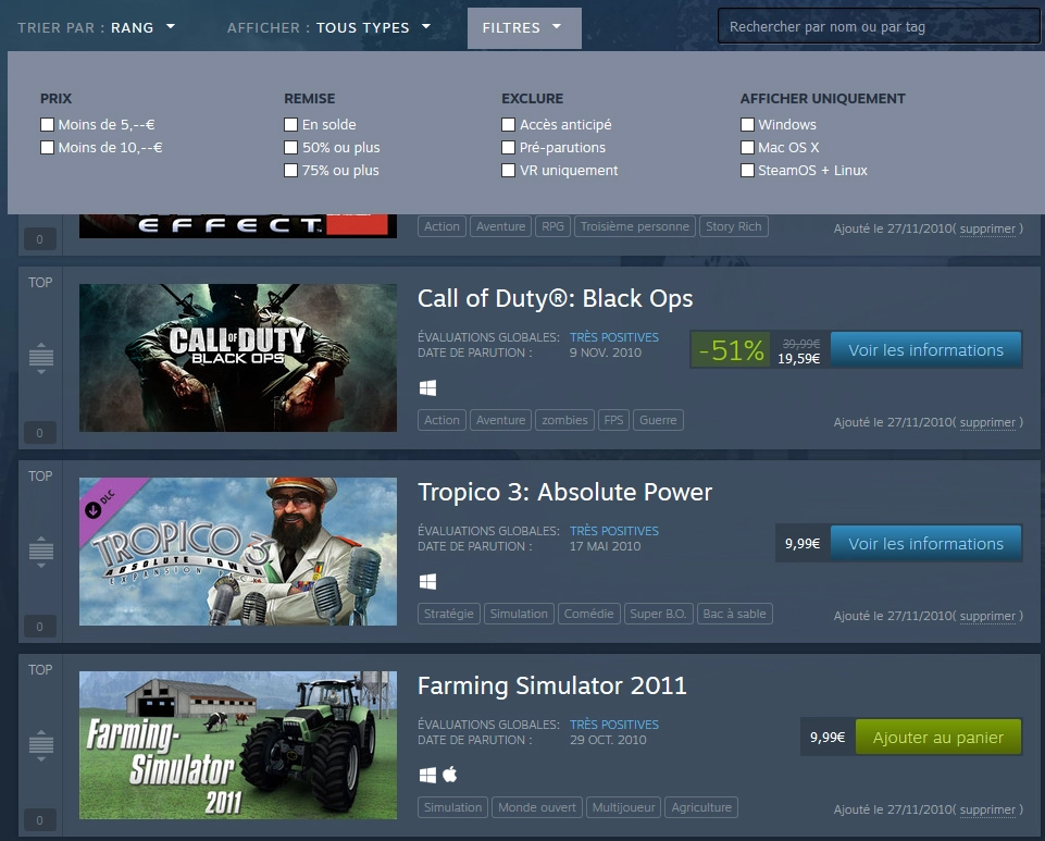Valve repense enti�rement la liste de souhaits de sa plateforme d�mat�rialis�e Steam