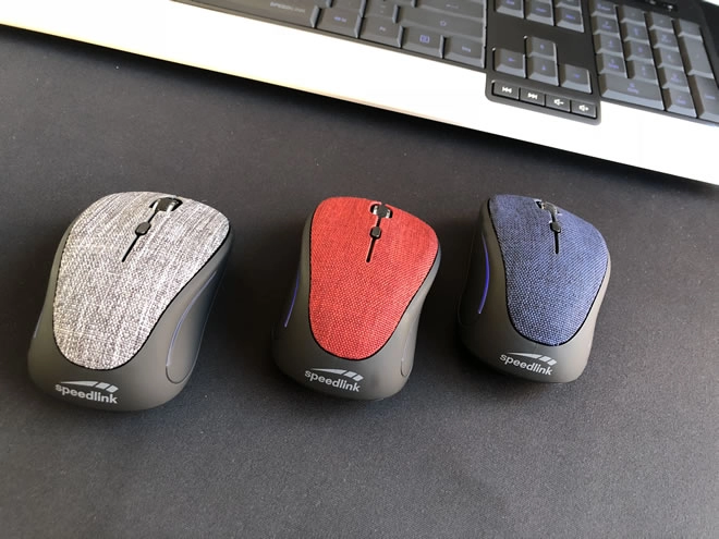 Speedlink CIUS, une petite souris sans fil partiellement recouverte de tissu