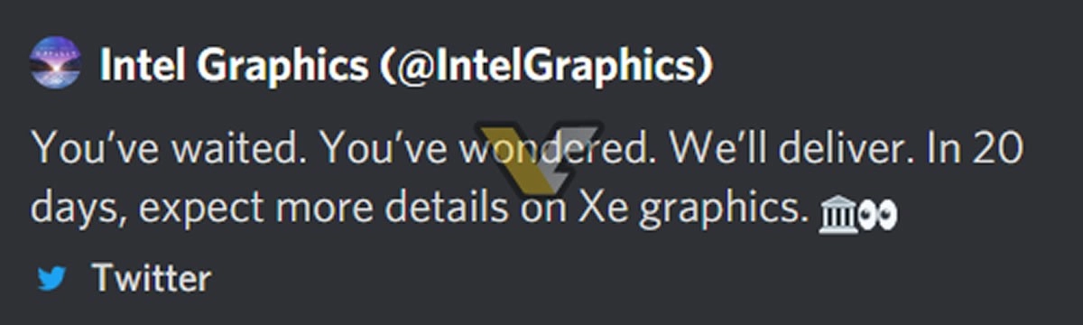 Intel donnera tous les d�tails sur sa carte graphique Intel Xe dans 20 jours