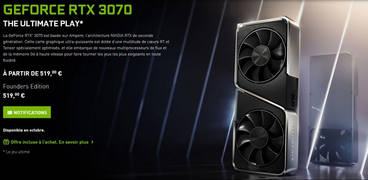 Carte graphique NVIDIA GeForce RTX 3070 : Vers une disponibilit� toute relative ???