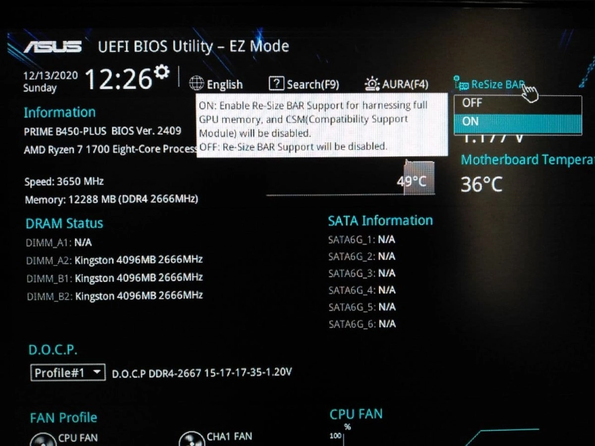 ASUS et la prise en charge Smart Access Memory, quels r�sultats avec les premier Ryzen ?
