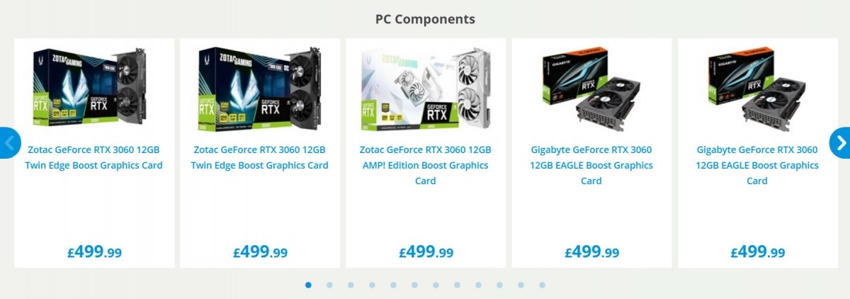 Les prochaines cartes NVIDIA RTX 3060 list�es � partir de 500 livres / euros