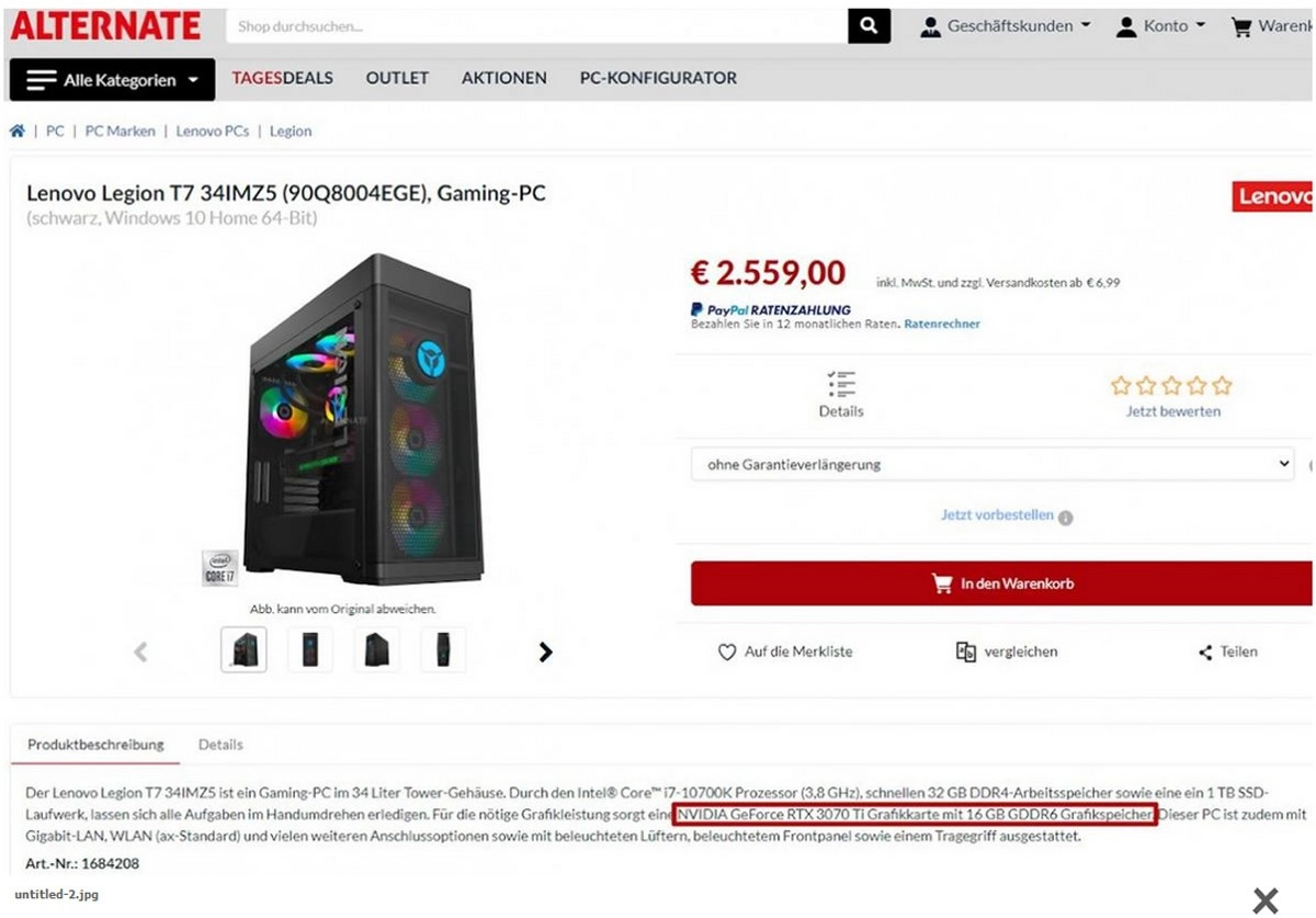 Une NVIDIA GeForce RTX 3070 Ti avec 16 Go de GDDR6 fait son apparition sur le net