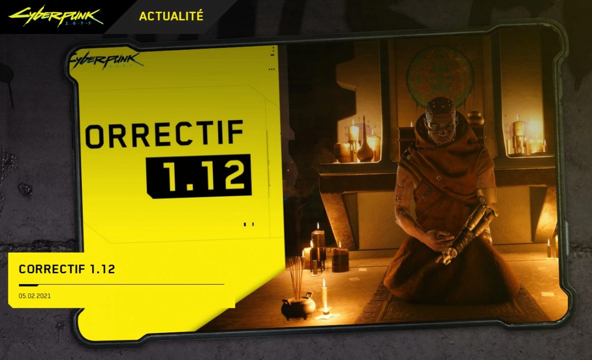 Le correctif 1.12 pour CYBERPUNK 2077 est maintenant disponible sur PC