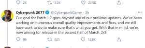 CD Projekt retarde le patch 1.2 de son jeu Cyberpunk 2077