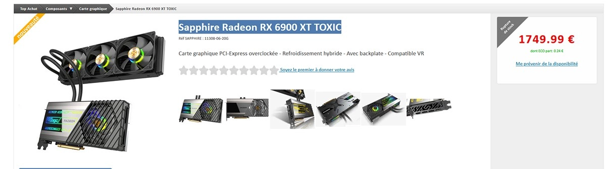 Un premier tarif fran�ais pour la RX 6900 XT TOXIC de Sapphire