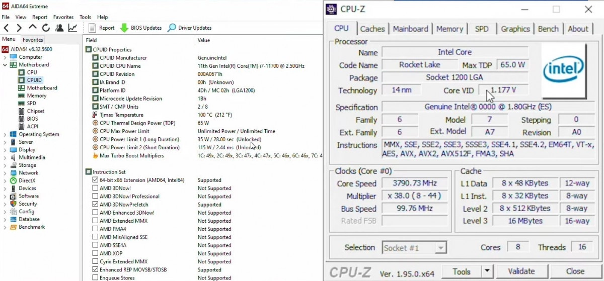 Le futur Intel Core i7-11700 tr�s proche du AMD RYZEN 7 5800X
