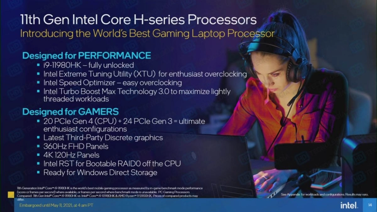 Voil� toutes les caract�ristiques techniques des nouveaux processeurs Intel Tiger Lake-H en 10 nm