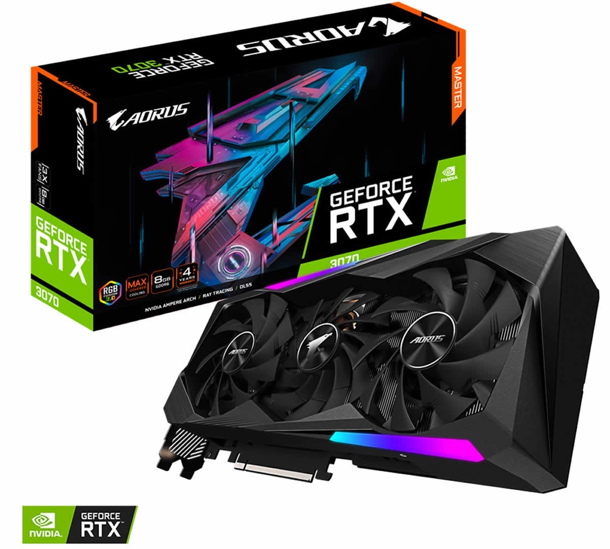 Combien pour une AORUS GeForce RTX 3070 MASTER disponible ? 1129 euros, tout va bien.