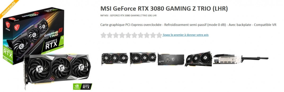Les premi�res RTX 3060 Ti LHR, 3070 LHR et 3080 LHR r�f�renc�es