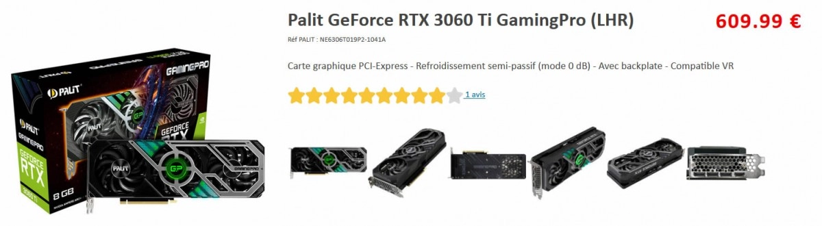 La carte graphique GeForce RTX 3060 Ti s'affiche � un tarif plus �lev�