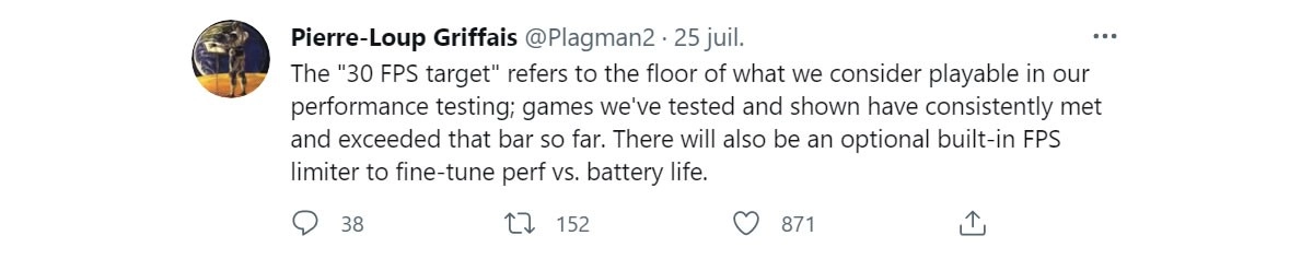 Un blocage fps inclus dans l'OS du Steam Deck pour pr�server la batterie