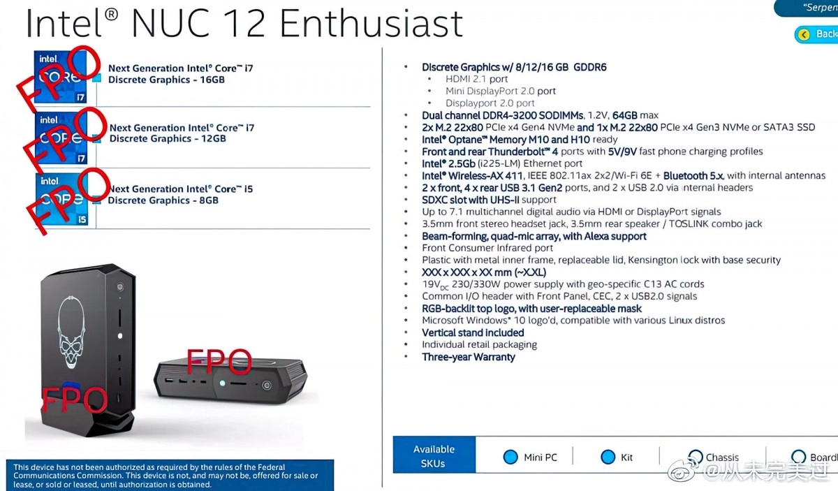 Le prochain NUC 12 d'Intel se d�voile partiellement