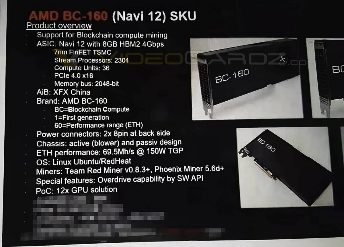 AMD BC-160 : Une nouvelle carte graphique pour, miner...