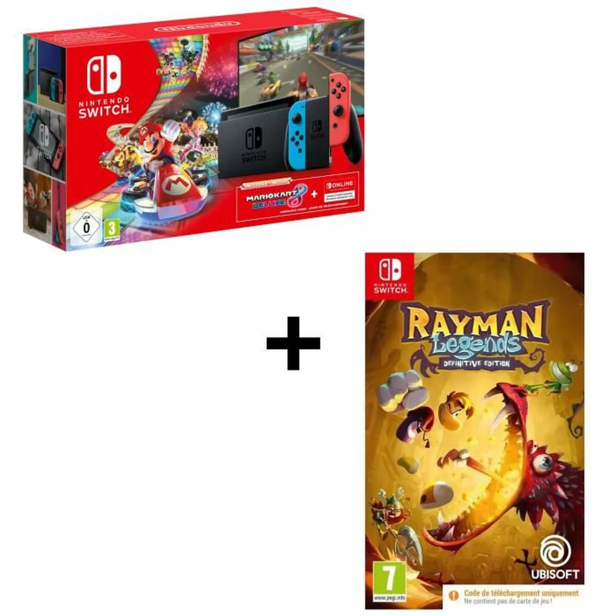 Bon Plan : Pack Nintendo Switch + Mario Kart 8 Deluxe + Rayman Legends + 3 mois NSO � 289.99 euros