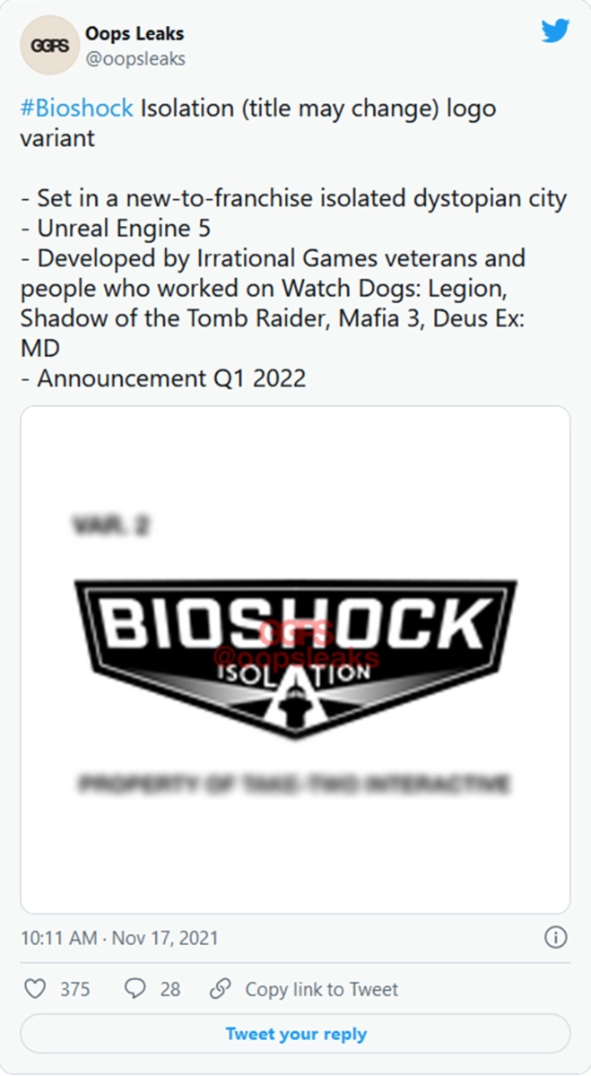 Bioshock 4 ou Bioshock Isolation serait en d�veloppement sur base d'Unreal Engine 5