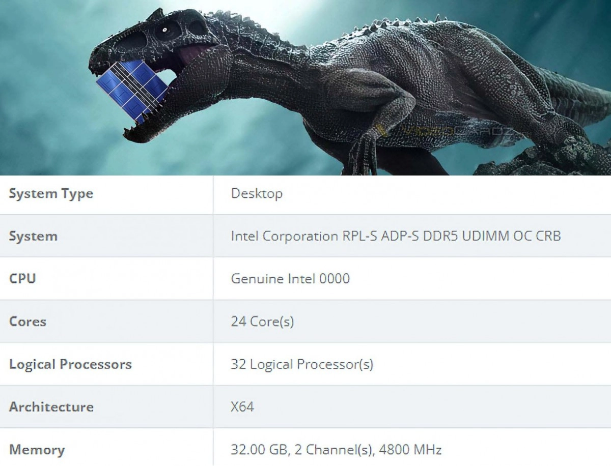 Un premier processeur Intel Raptor Lake-S fait ses d�buts avec 24 Cores et 32 Threads