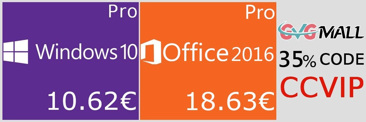 Microsoft Windows 10 Pro OEM � 10 euros et Microsoft Office 2016 � 18 euros