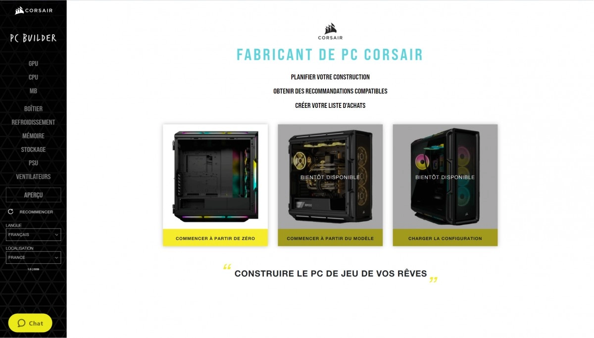 CORSAIR propose un outil PC Builder pour aider � choisir ses composants