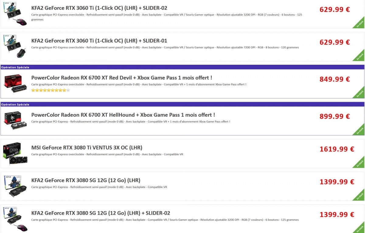 Cartes graphiques AMD et NVIDIA : 147 r�f�rences disponibles et des prix toujours � la baisse