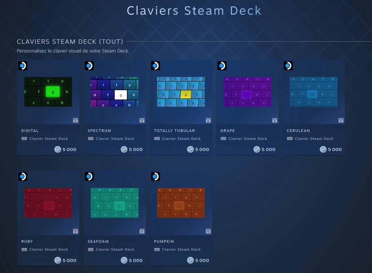 Les claviers virtuels Steam Deck sont d�sormais disponibles pour 5000 points