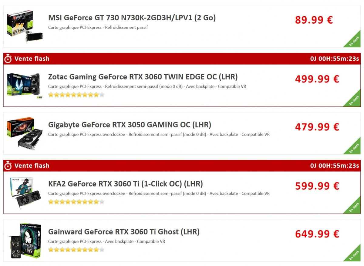 Aujourd'hui, pas moins de 171 r�f�rences de cartes graphiques AMD et NVIDIA