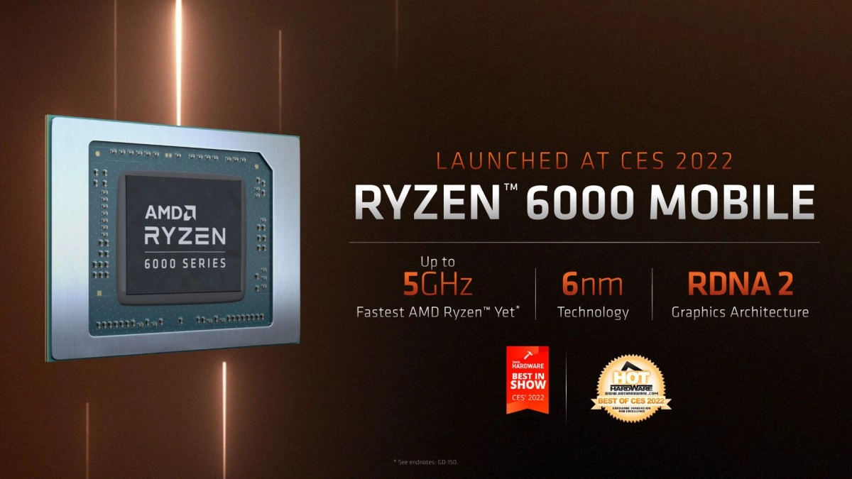 AMD annonce �galement de nouveaux processeurs Ryzen 6000 � destination des portables