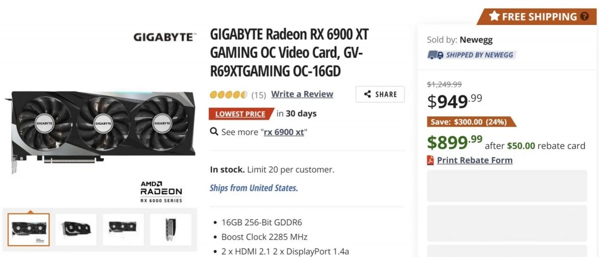Mieux, la AMD Radeon RX 6900XT Custom tombe sous le MSRP