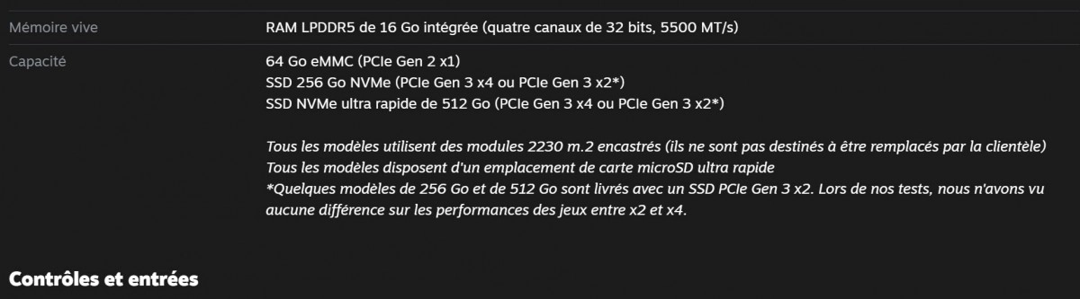 Des SSD Gen3 x2 au lieu de Gen3 x4 pour certains Steam Deck ?